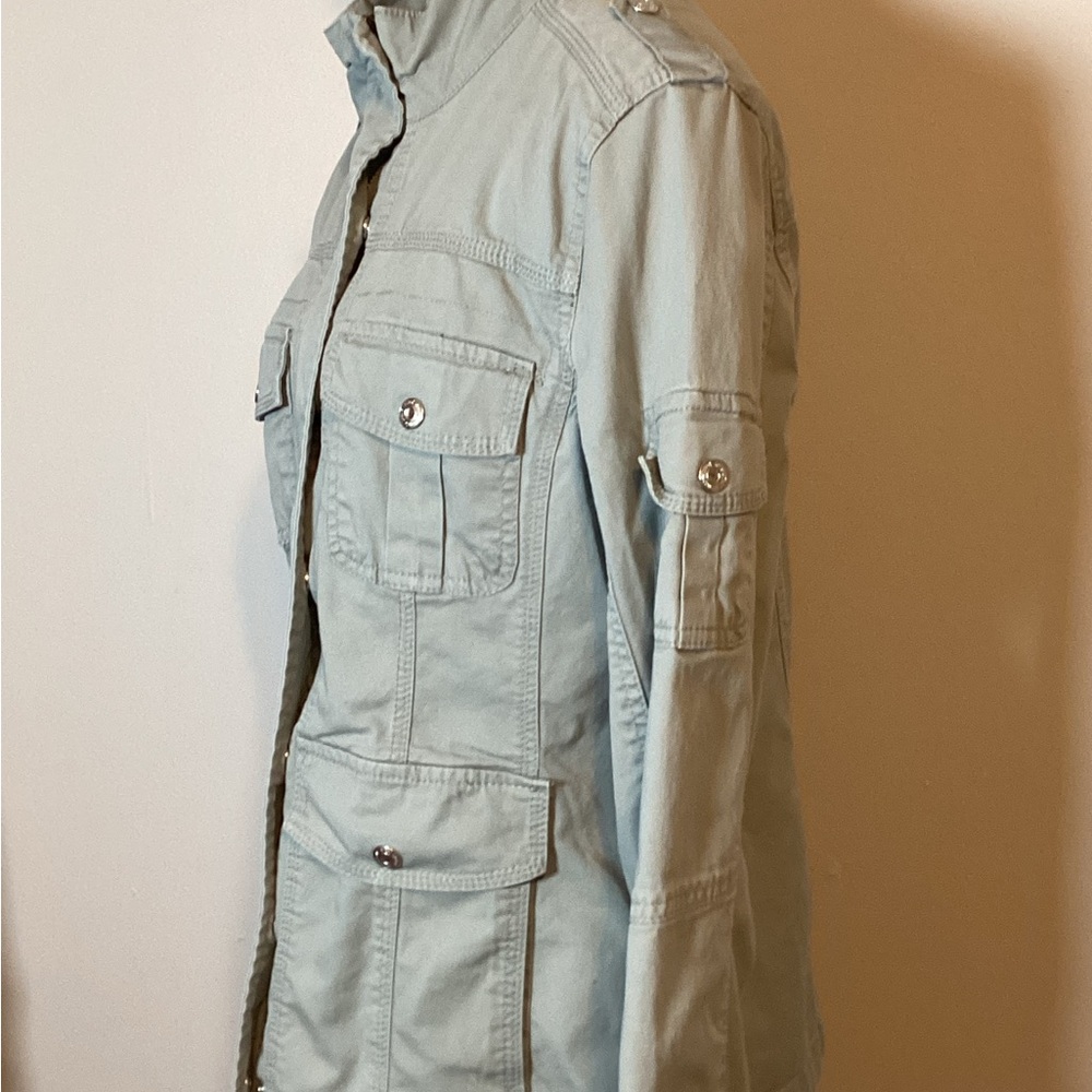 SPRING COTTON DENIM UTILITY JACKET SAGE GREEN by KENSIE JEANS LADIES SZ M